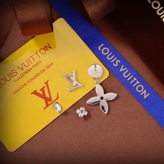 Louis Vuitton Flower and Monogram Asymmetrical Turquoise Enamel Earrings 6