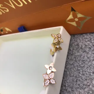 Louis Vuitton Flower Ring Two-Tone Gold Pavé Crystal Rings
