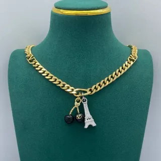 Louis Vuitton Gold Black Curb-Link Chain LV Monogram Links Necklace