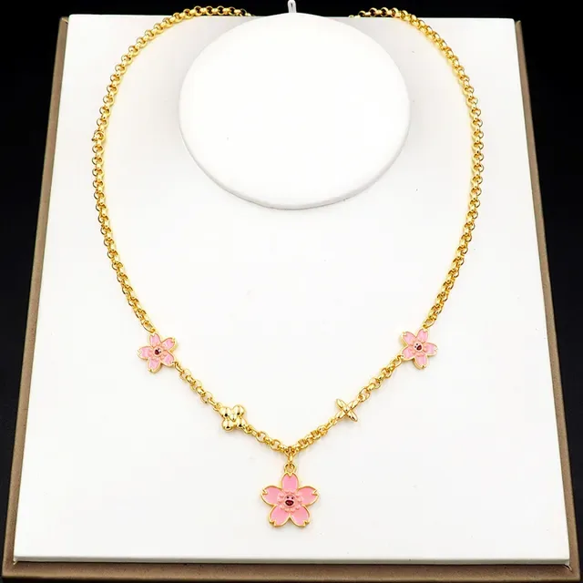 Louis Vuitton Gold Chain Pink Enamel Floral Charm Bracelet 8
