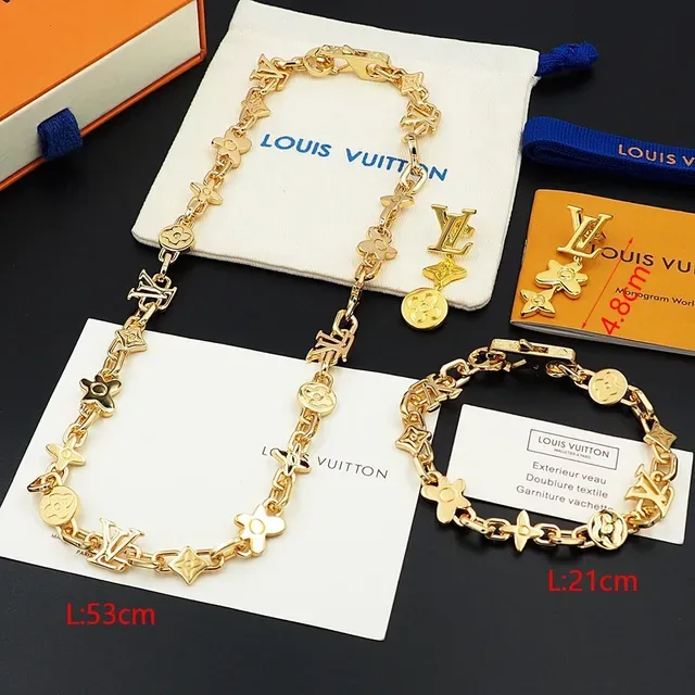 Louis Vuitton Gold Metal Chain Mixed Motif Links Necklace 9