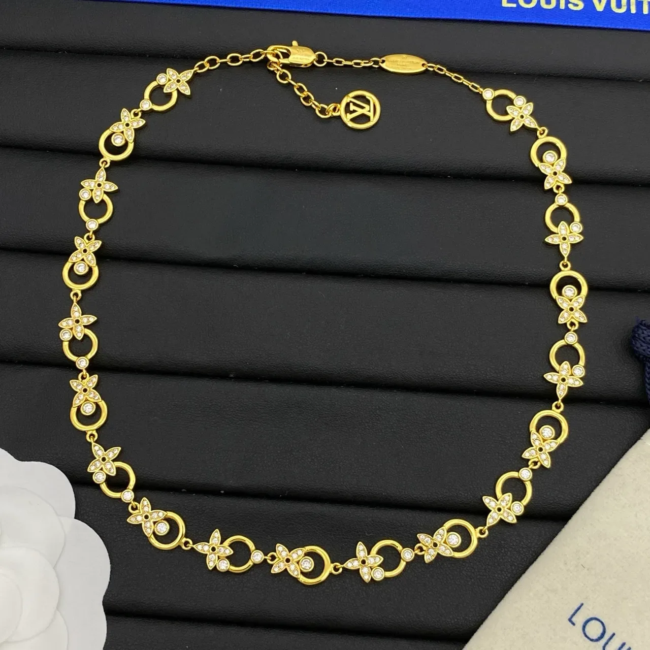 Louis Vuitton Gold Silver Crystal-Embellished Necklace 6