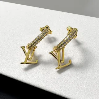 Louis Vuitton Gold Silver Pavé-Crystal Earrings