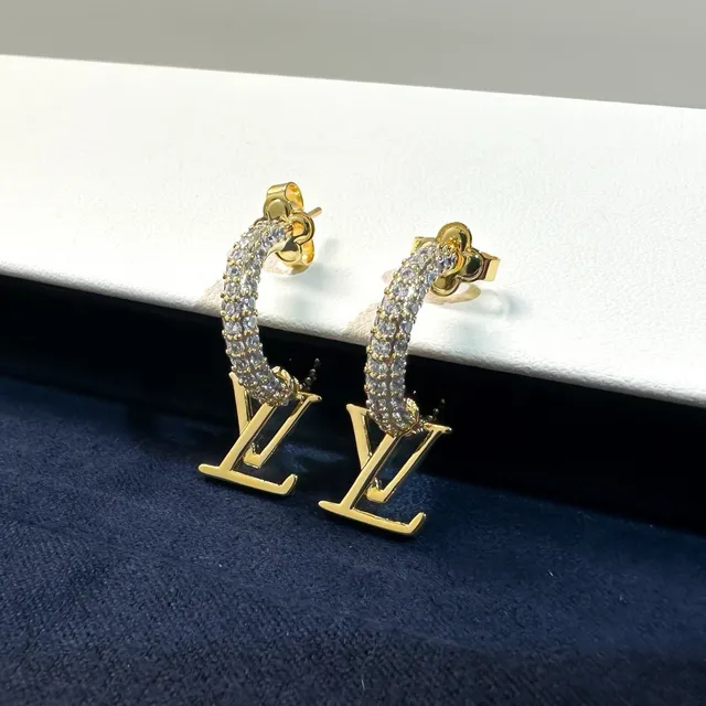 Louis Vuitton Gold Silver Pavé-Crystal Earrings 2