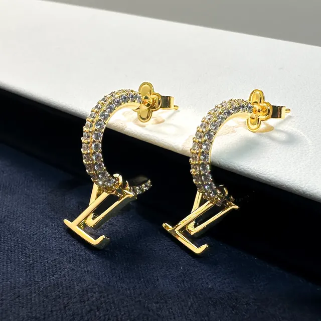Louis Vuitton Gold Silver Pavé-Crystal Earrings 4