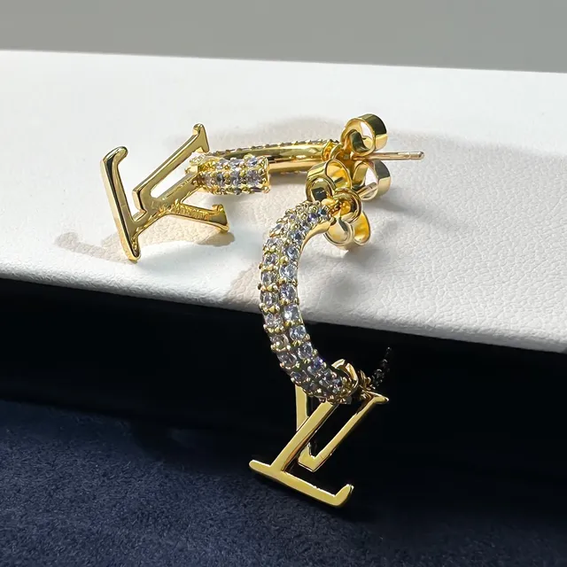 Louis Vuitton Gold Silver Pavé-Crystal Earrings 5