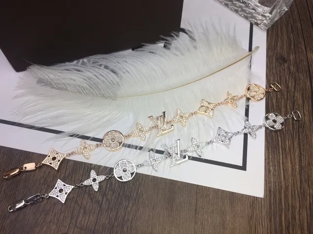 Louis Vuitton Gold Silver Pavé-Crystal Monogram-Link Bracelet 2