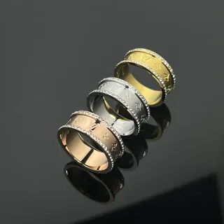 Louis Vuitton Gold Silver Wide Band Monogram-Engraved Ring
