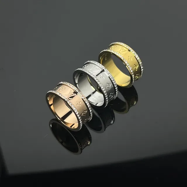 Louis Vuitton Gold Silver Wide Band Monogram-Engraved Ring 2