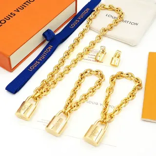Louis Vuitton Gold-Tone Chain Lock Necklace