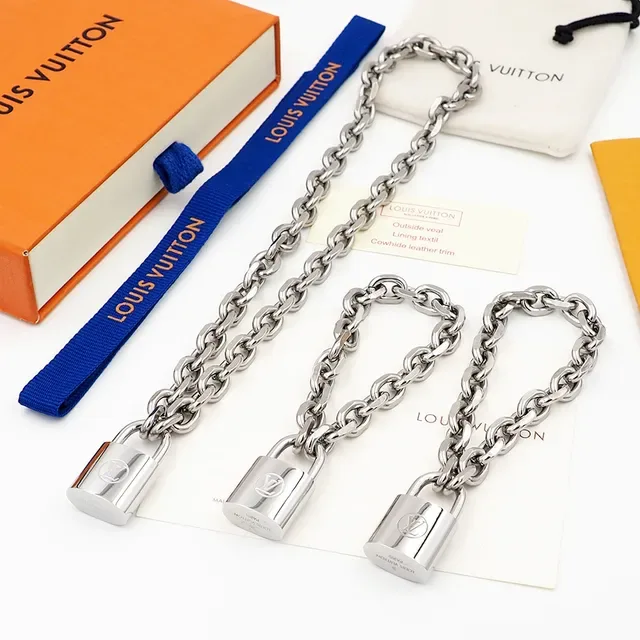 Louis Vuitton Gold-Tone Chain Lock Necklace 7