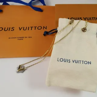 Louis Vuitton Gold-Tone Crystal V Motif Necklace