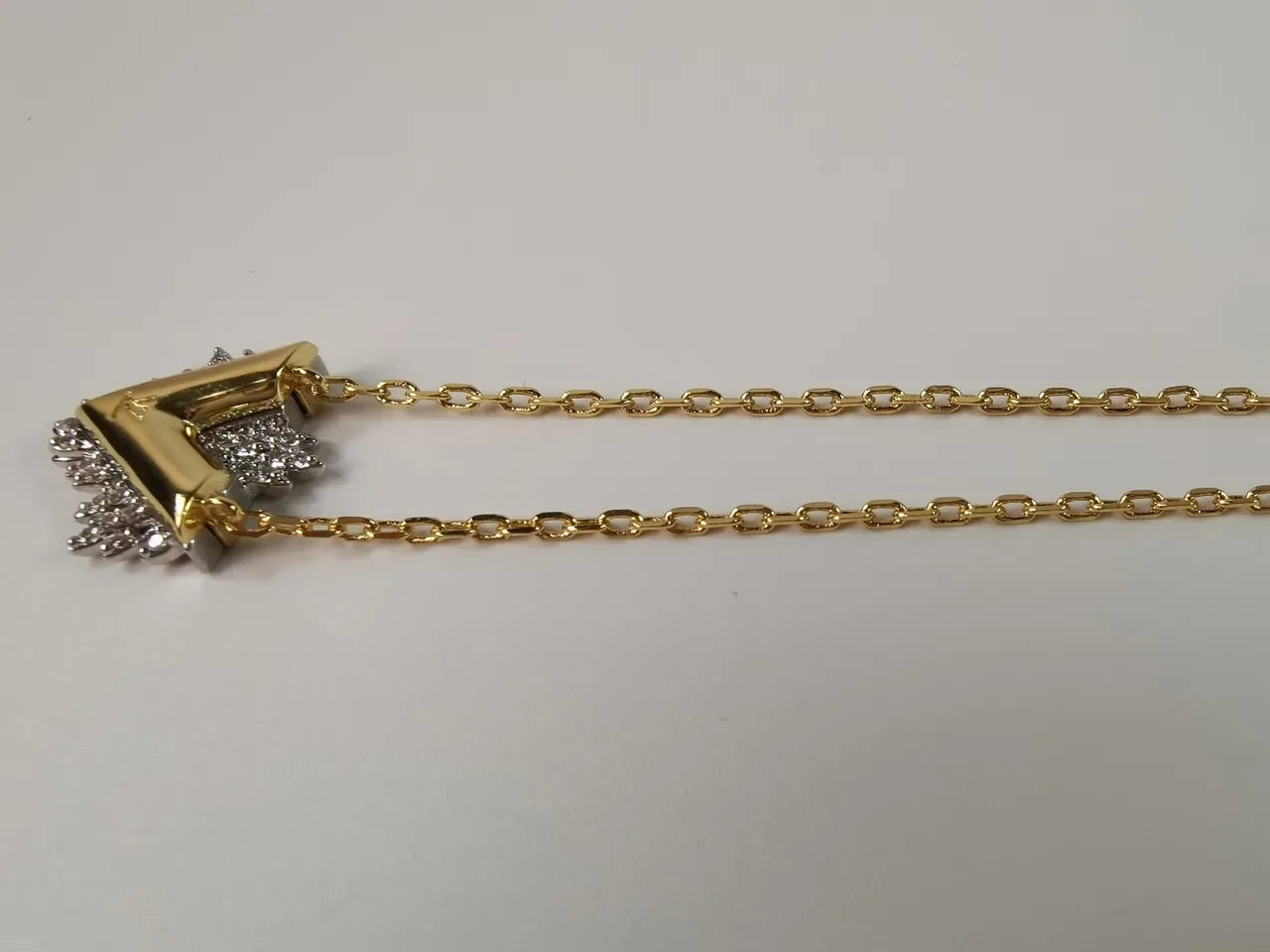 Louis Vuitton Gold-Tone Crystal V Motif Necklace 4