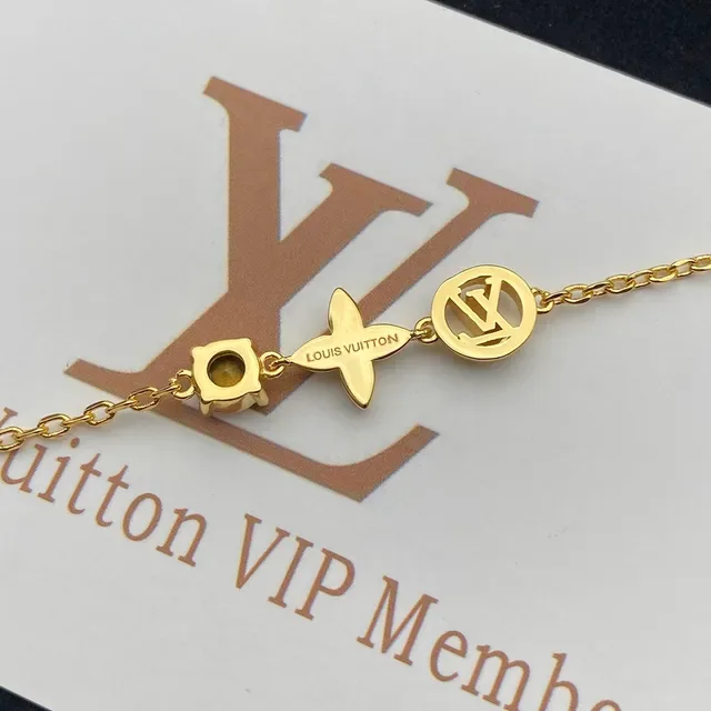 Collier Louis Vuitton Doré LV Monogram Fleur Cristal 2