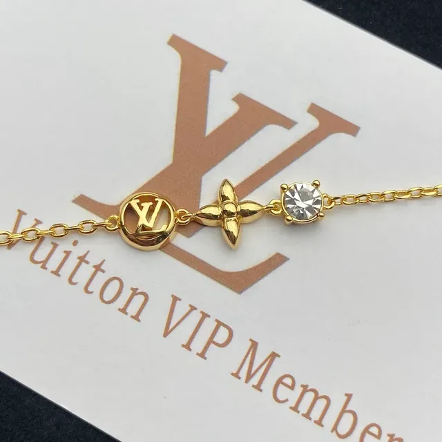 Collier Louis Vuitton Doré LV Monogram Fleur Cristal 3