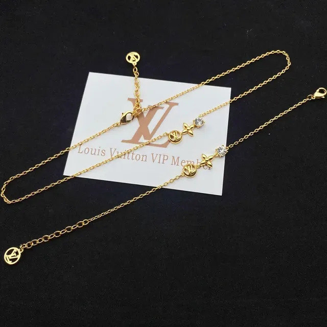 Collier Louis Vuitton Doré LV Monogram Fleur Cristal 6