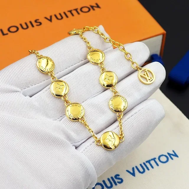 Louis Vuitton Gold-Tone Monogram Medallion Chain Bracelet 5