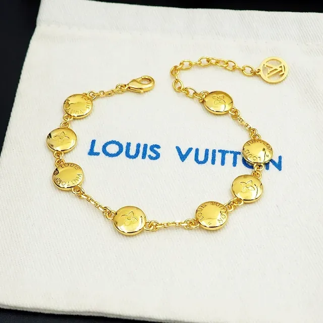 Louis Vuitton Gold-Tone Monogram Medallion Chain Bracelet 6