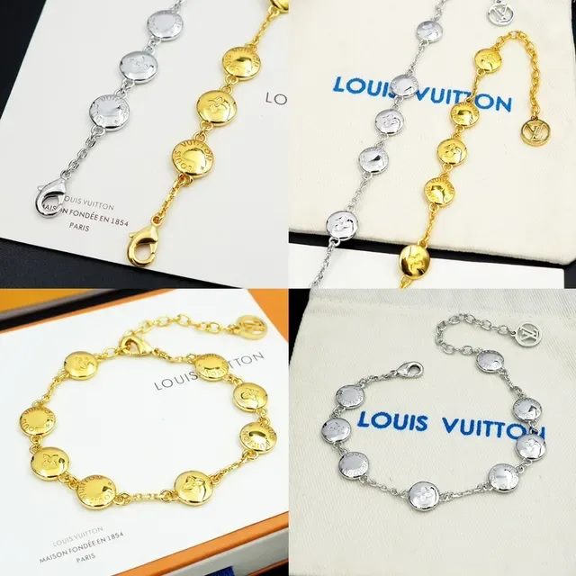 Louis Vuitton Gold-Tone Monogram Medallion Chain Bracelet 11