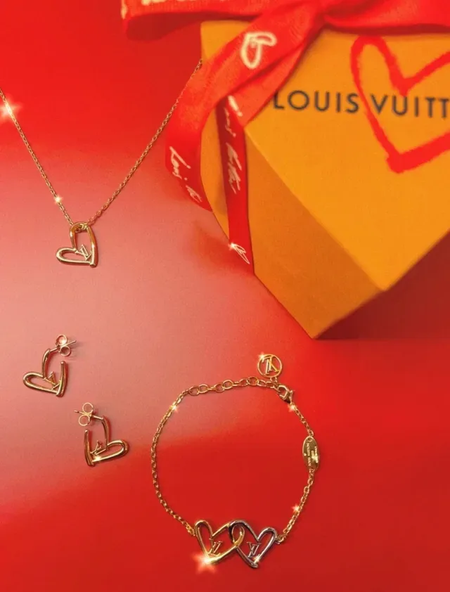 Louis Vuitton Gold-Tone Open Heart and Monogram Pendant Necklaces 3