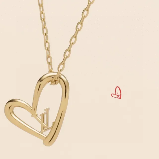 Louis Vuitton Gold-Tone Open Heart and Monogram Pendant Necklaces 4