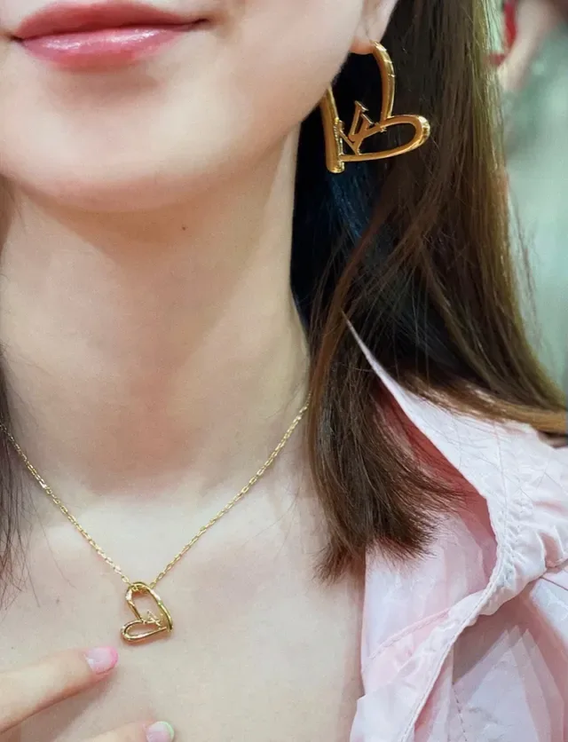 Louis Vuitton Gold-Tone Open Heart and Monogram Pendant Necklaces 5