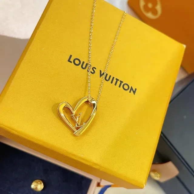 Louis Vuitton Gold-Tone Open Heart and Monogram Pendant Necklaces 6