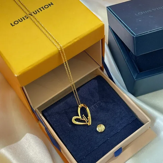 Louis Vuitton Gold-Tone Open Heart and Monogram Pendant Necklaces 9