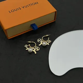 Louis Vuitton Gold-Tone Pearl and Monogram Charm Earrings