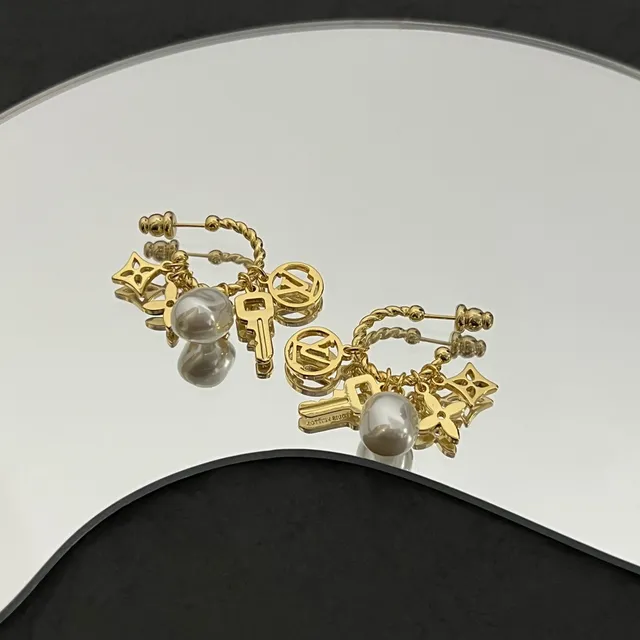 Louis Vuitton Gold-Tone Pearl and Monogram Charm Earrings 3