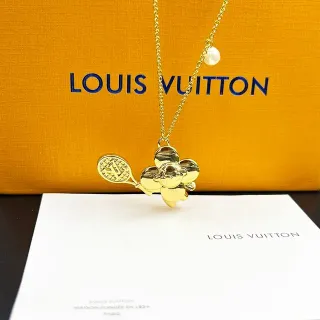 Louis Vuitton Gold-Tone Tennis Racket Floral Pendant Necklace
