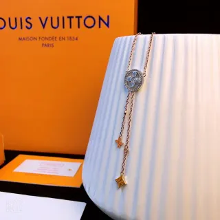 Louis Vuitton Collier Chaîne Or Blanc Circulaire Bordé Pavé
