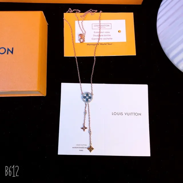 Louis Vuitton Gold White Chain Circular Pavé-Edged Pendant Necklace 2