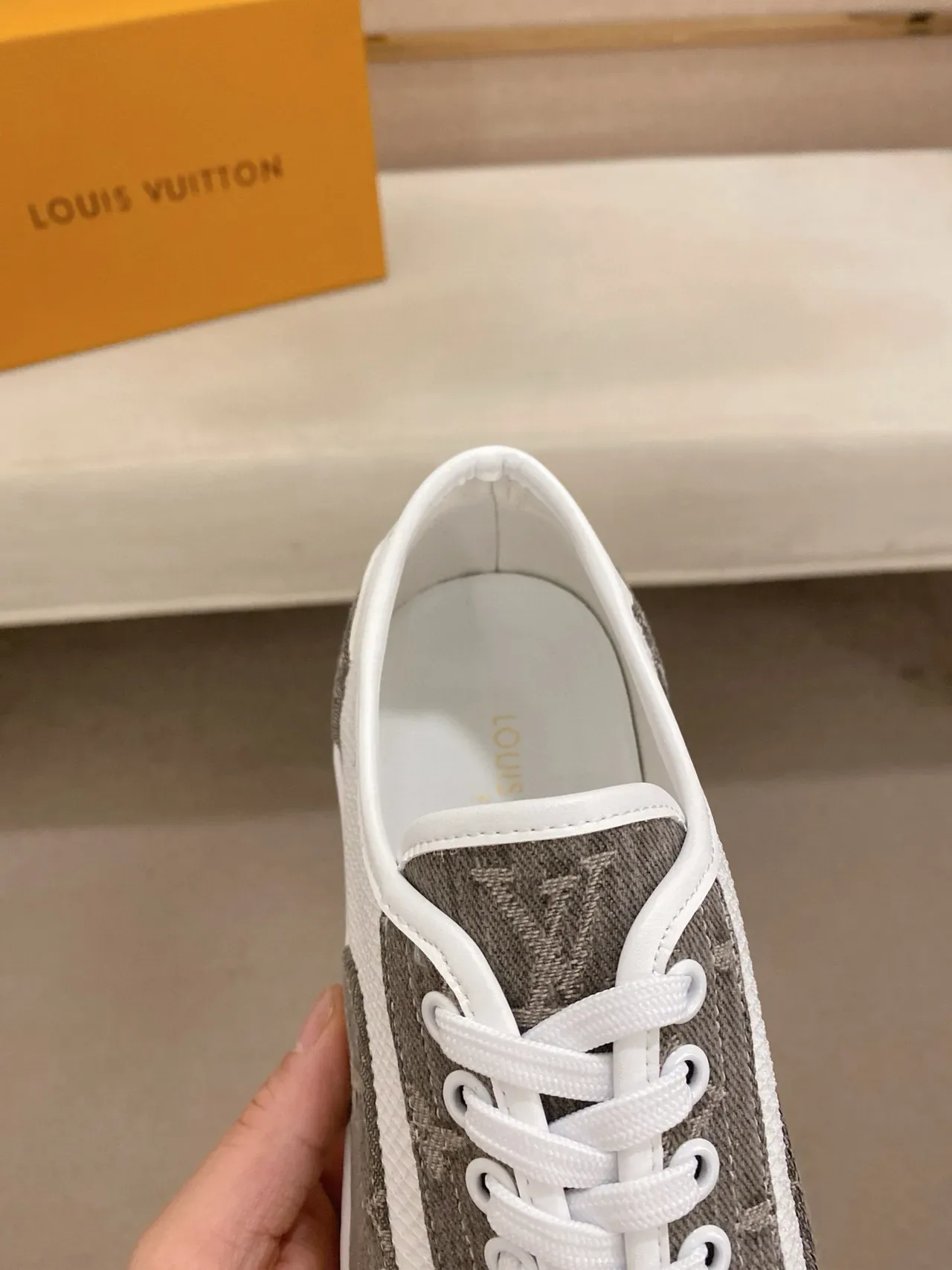 Louis Vuitton Gray White Monogrammed Textile Mesh Side Panels Lifestyle Sneakers 5