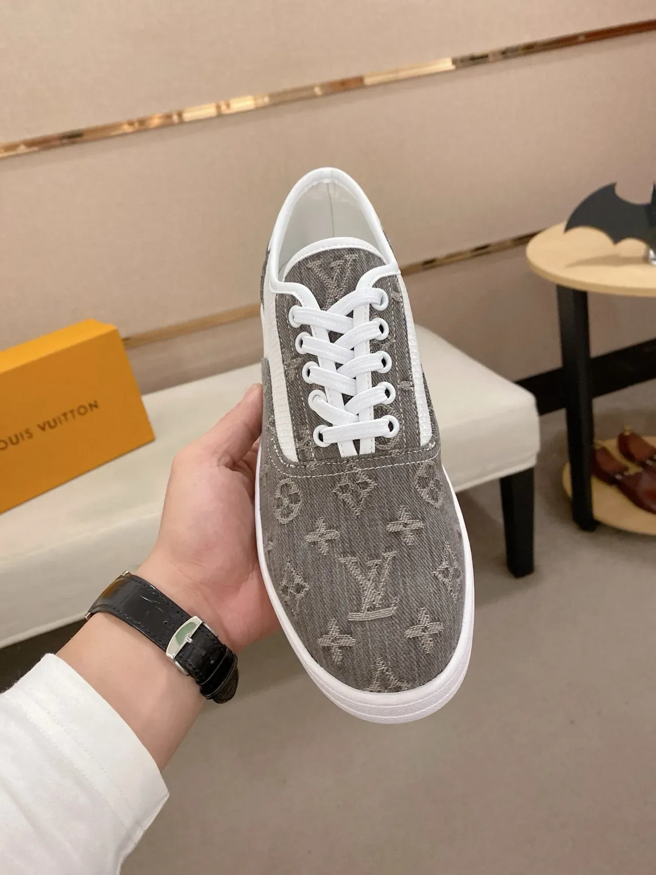 Louis Vuitton Gray White Monogrammed Textile Mesh Side Panels Lifestyle Sneakers 7