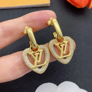 Louis Vuitton Heart-Shaped Monogram Crystal Pavé Earrings