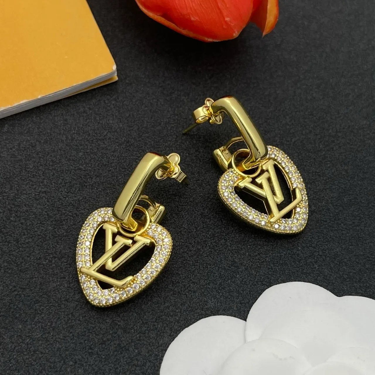 Louis Vuitton Heart-Shaped Monogram Crystal Pavé Earrings 7