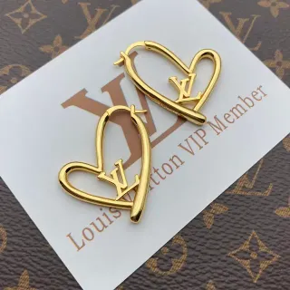 Louis Vuitton Heart-Shaped Monogram Hoop Earrings