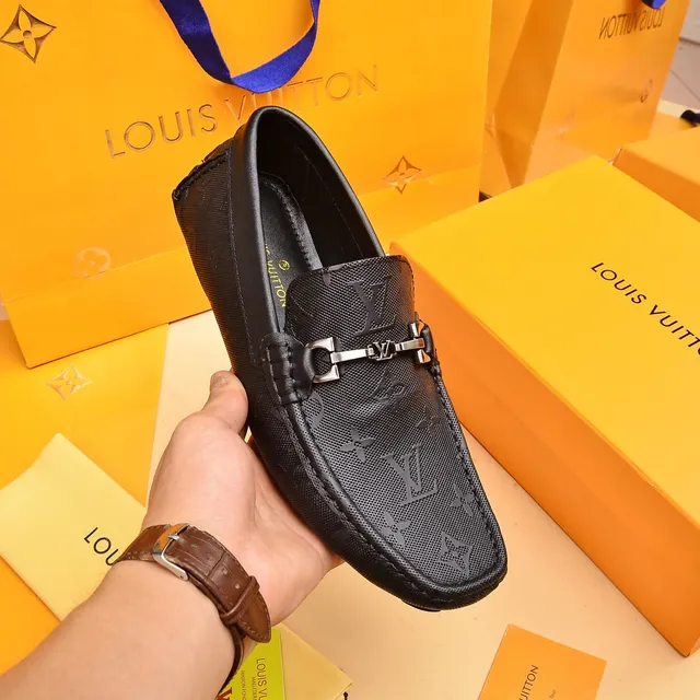 Louis Vuitton Horsebit Loafer Mocassins Pretos em Couro Monogramado Revestido 6