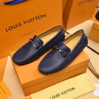 Louis Vuitton Horsebit Loafer 海军蓝米色 粒纹皮革 搭扣乐福鞋