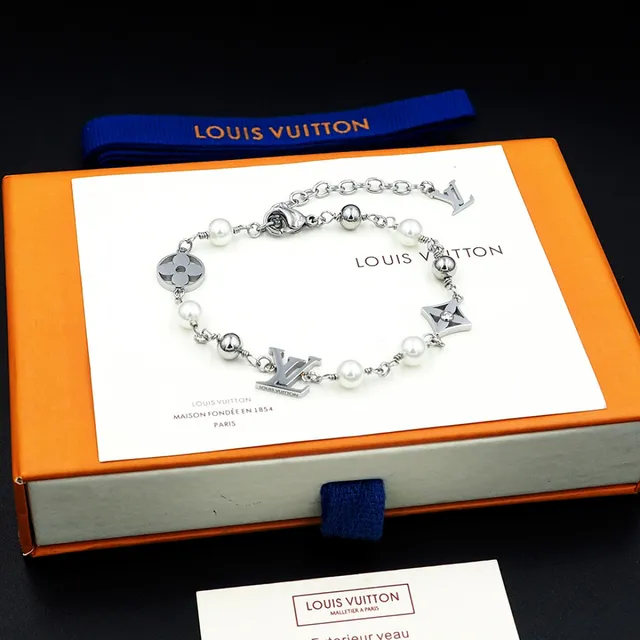Louis Vuitton Iconic Bracelet سوار فضي لؤلؤ وسلسلة خرز أسود 2