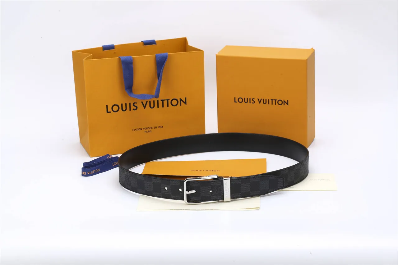 Louis Vuitton Initiales Damier Graphite Reversible Leather Belt 2