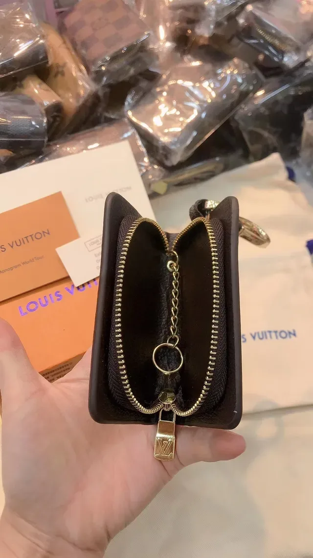 Louis Vuitton Key Holder Brown Beige Monogram Canvas Gold-Tone Hardware Wallet 4