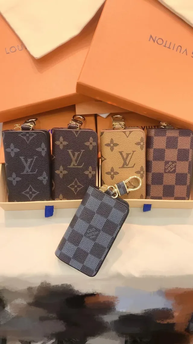 Louis Vuitton Key Holder Brown Beige Monogram Canvas Gold-Tone Hardware Wallet 5