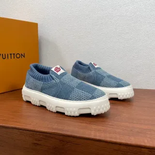 Louis Vuitton Knit Slip-On Checkered Blue Lifestyle Sneakers