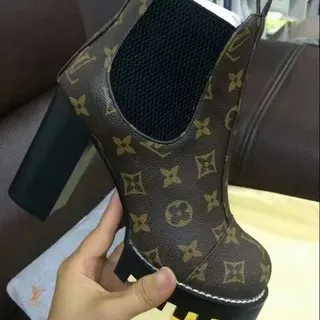 Louis Vuitton Le Cagole Monogram Canvas Chunky Lug Sole Ankle Boot