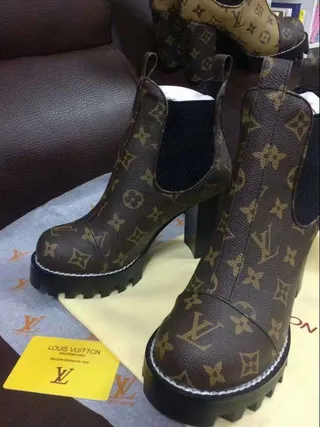 Louis Vuitton Le Cagole Monogram Canvas Chunky Lug Sole Ankle Boot 4