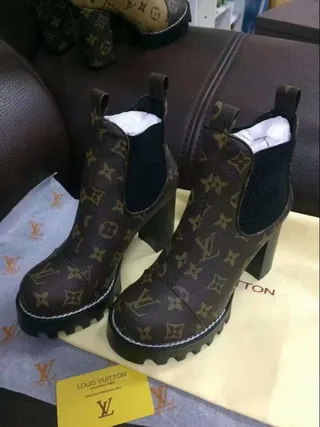 Louis Vuitton Le Cagole Monogram Canvas Chunky Lug Sole Ankle Boot 5