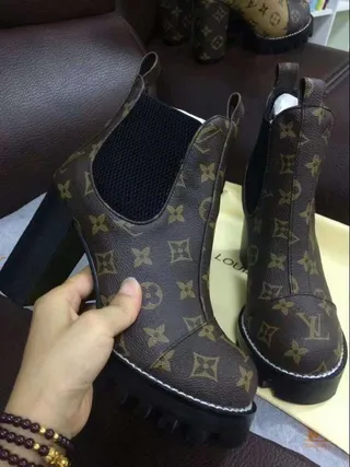 Louis Vuitton Le Cagole Monogram Canvas Chunky Lug Sole Ankle Boot 7