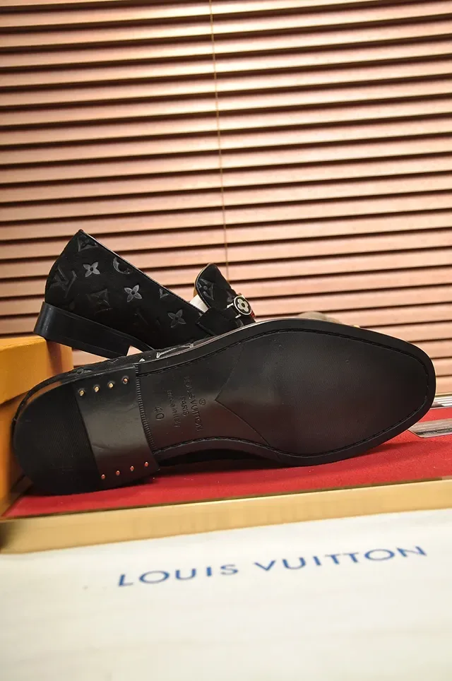 Louis Vuitton Loafer Black Beige Monogrammed Suede Metal Horsebit Ornament Loafer 3